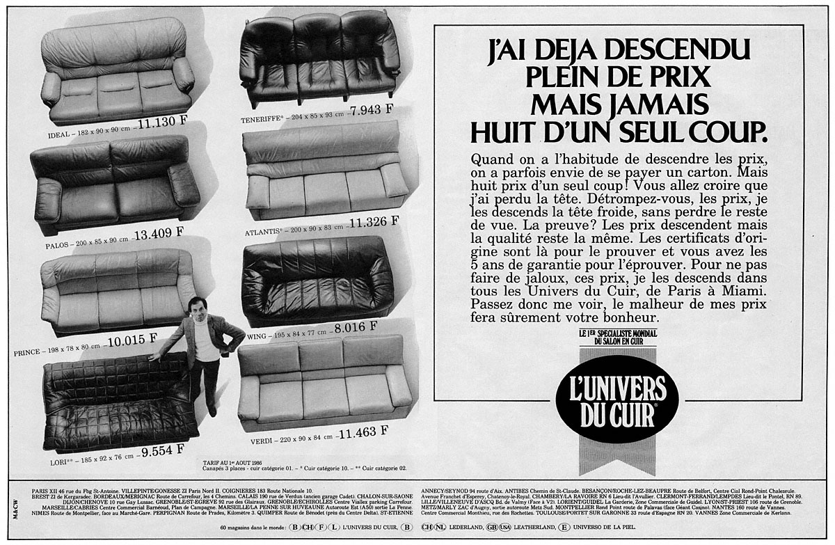 Publicité Univers Cuir 1986