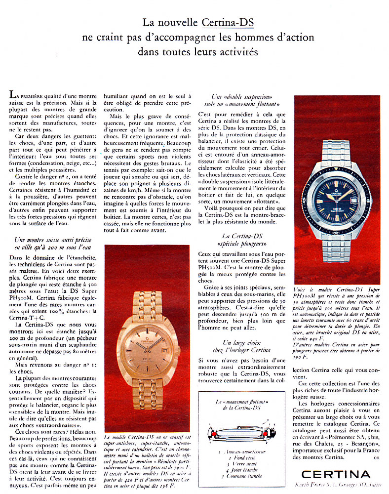 Publicit� Certina 1968