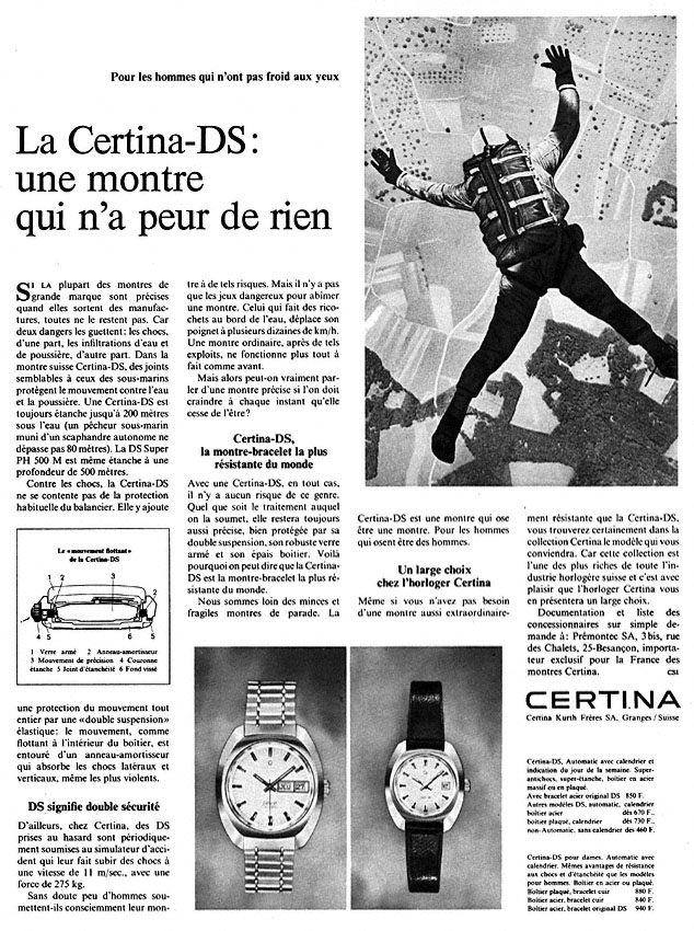 Publicité Certina 1969