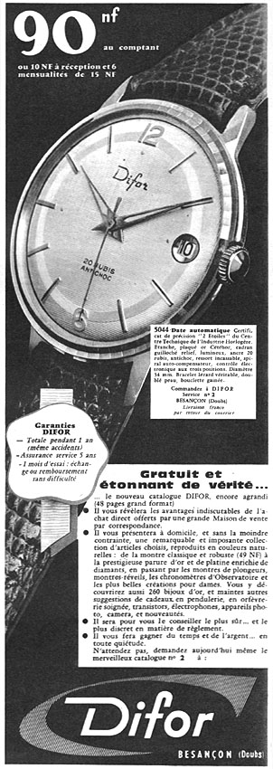 Publicité Difor 1961