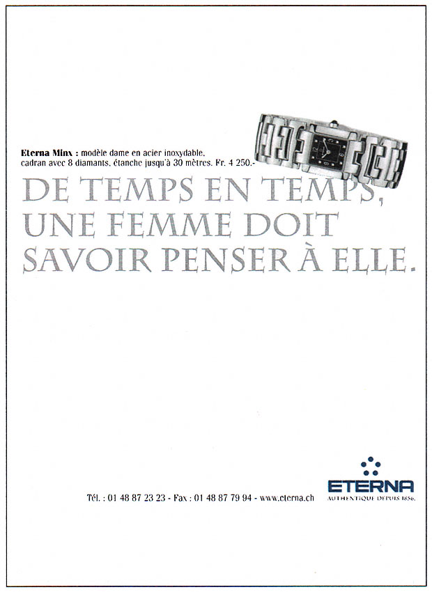 Publicité Eterna 2000