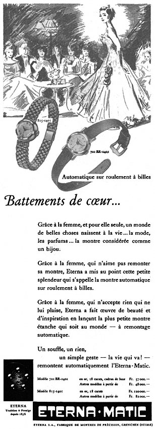 Publicité Eterna 1955