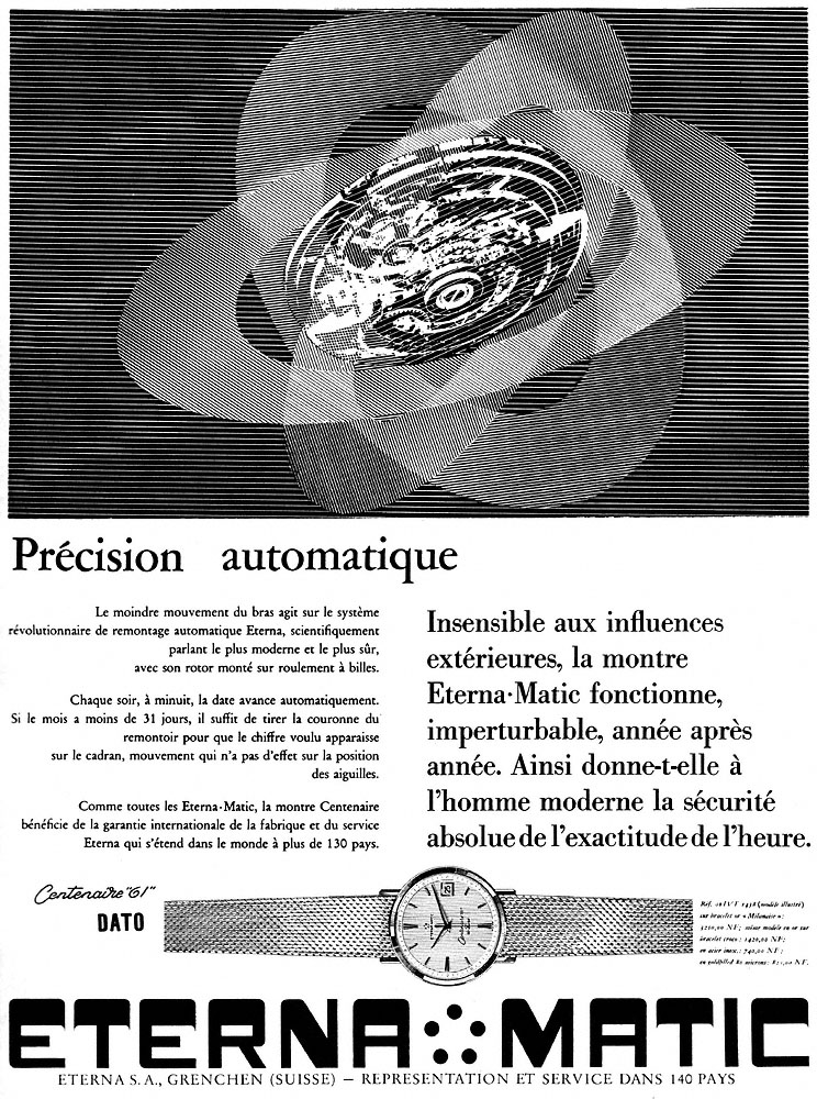 Publicité Eterna 1962