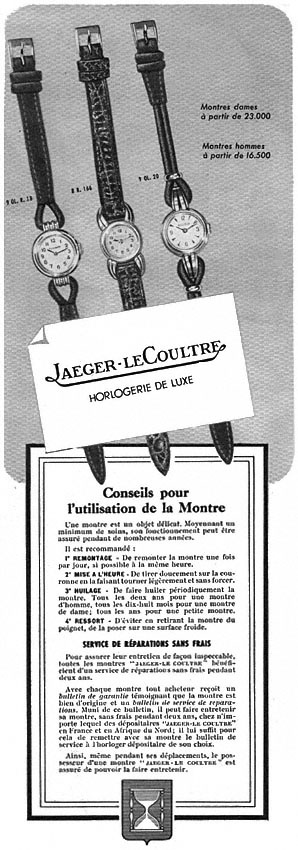 Publicité Jaeger 1952