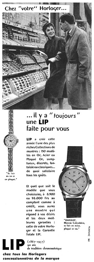 Publicité Lip 1957