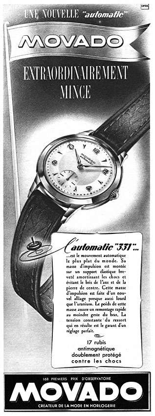 Publicité Movado 1952