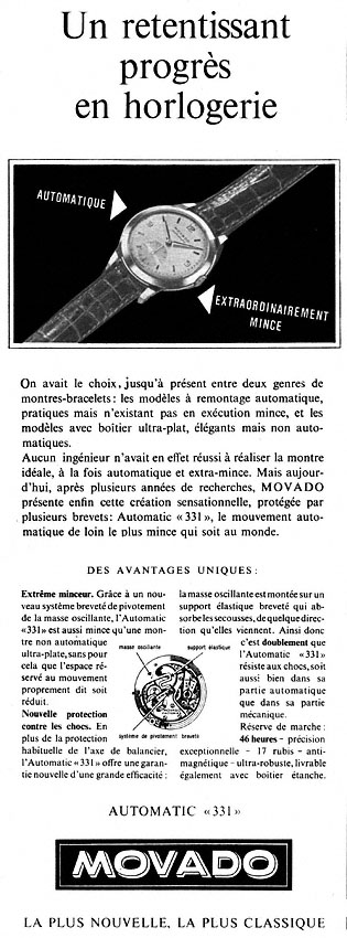 Publicité Movado 1952