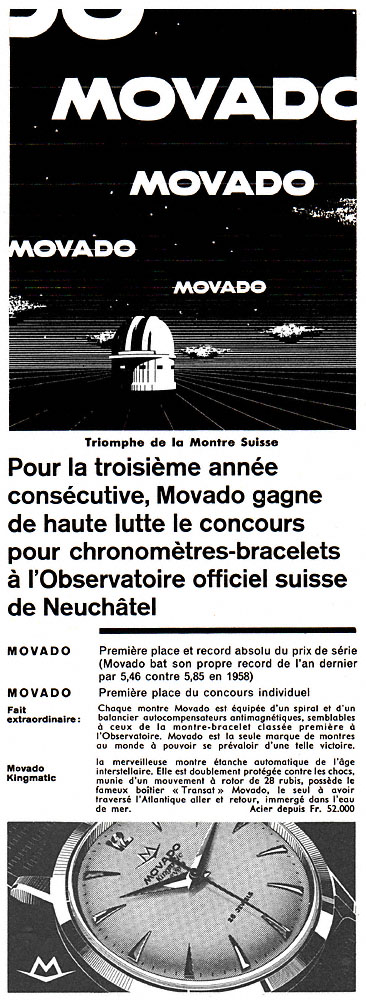 Publicité Movado 1959