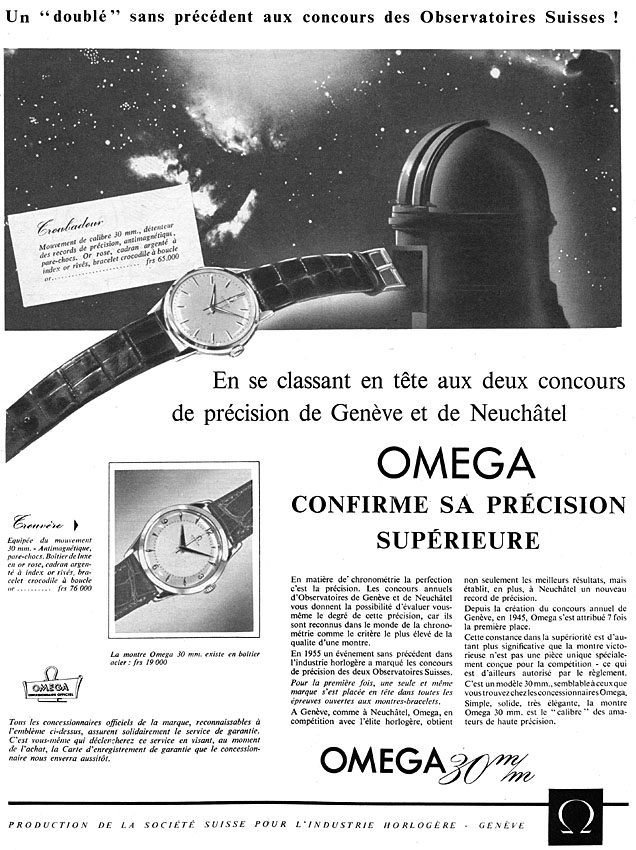 Publicité Omega 1956