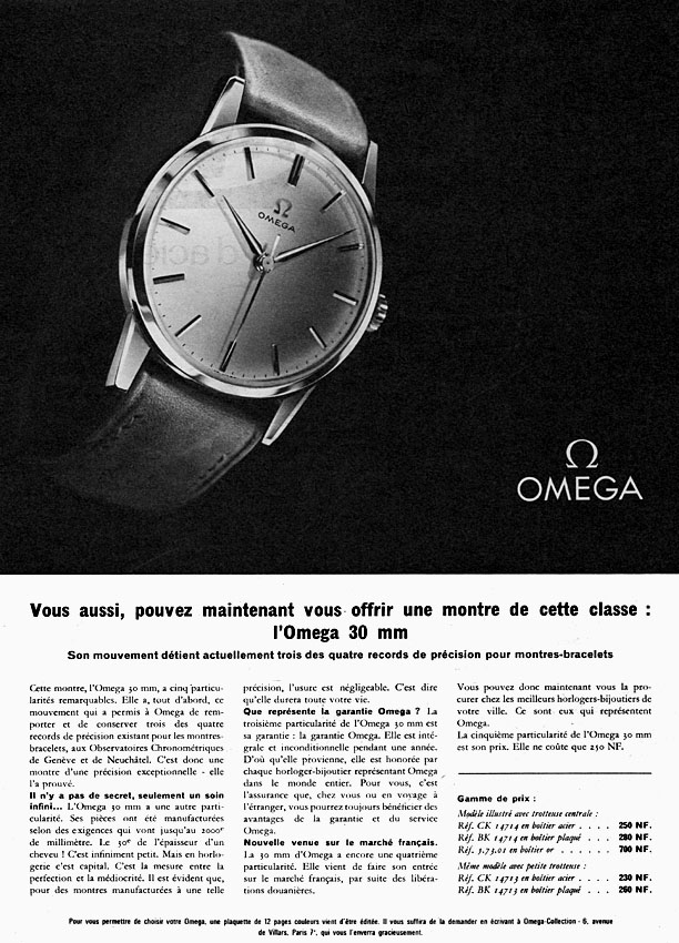 Publicité Omega 1961