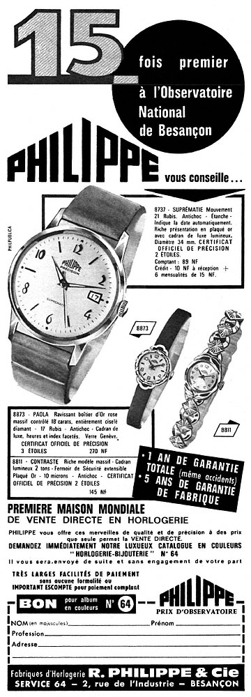 Publicité Philippe 1962