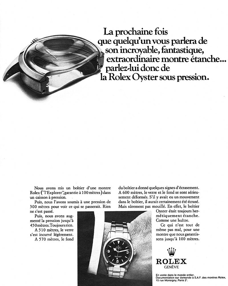 Publicit� Rolex 1969