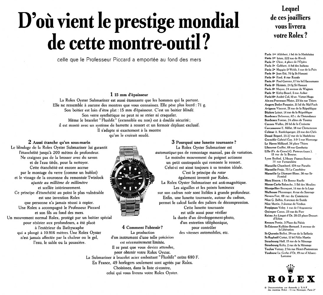 Publicit� Rolex 1965