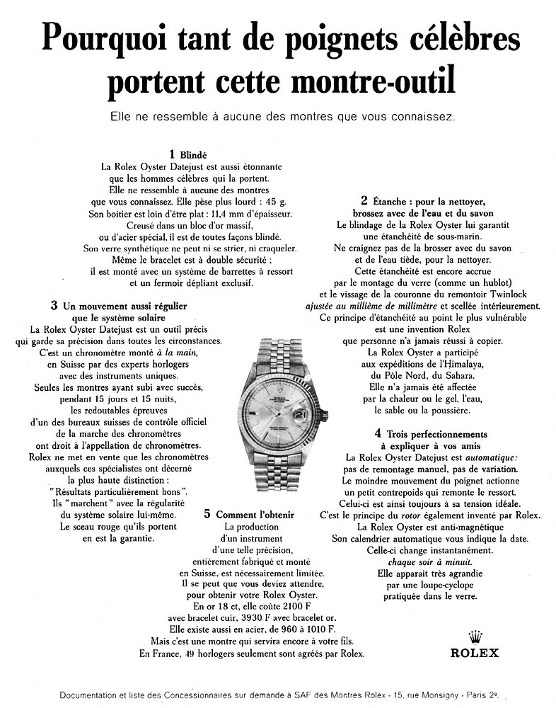 Publicit� Rolex 1965