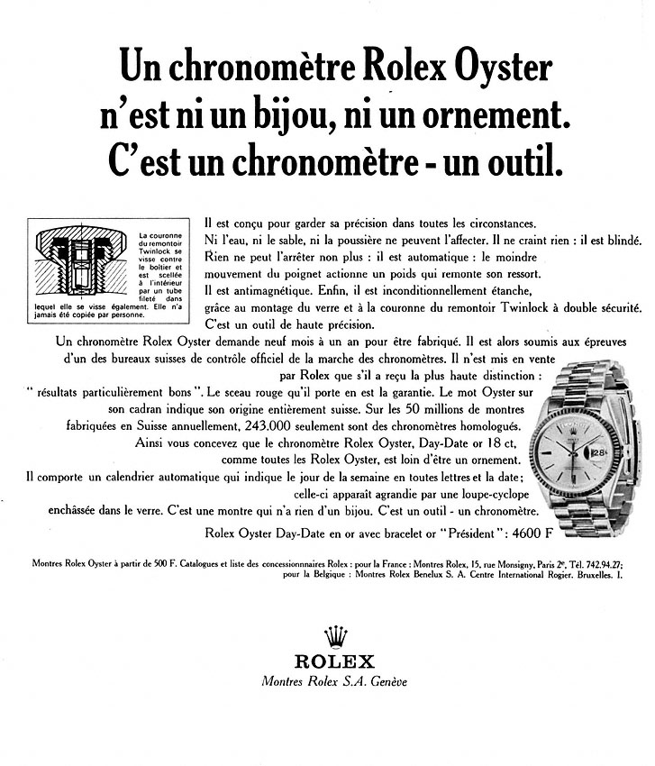 Publicité Rolex 1966