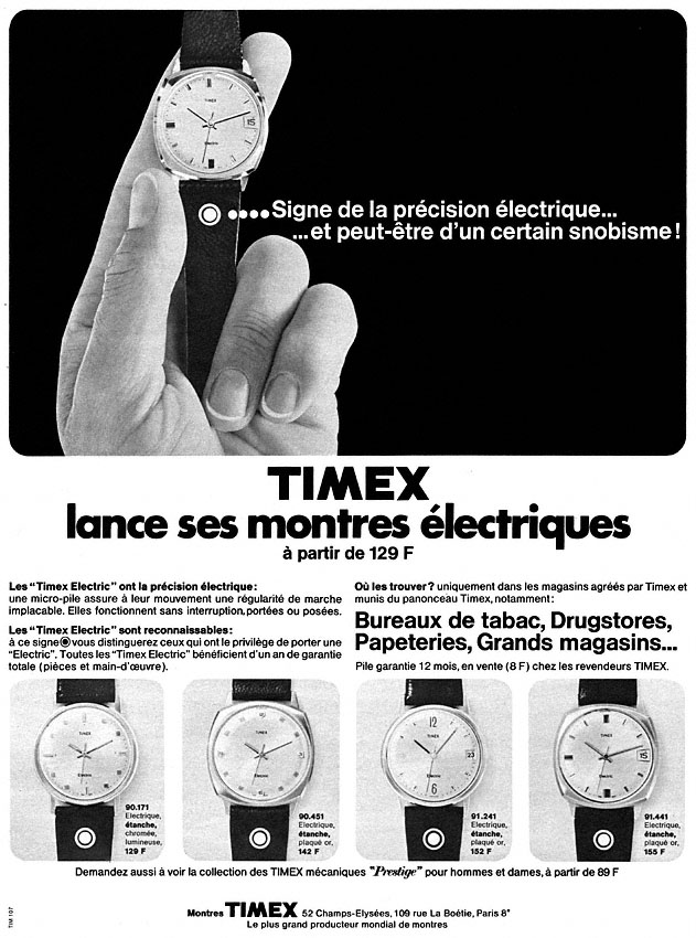 Publicité Timex 1969