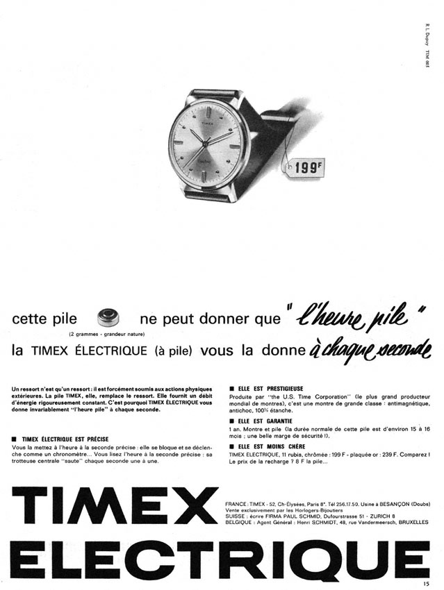 Publicité Timex 1964