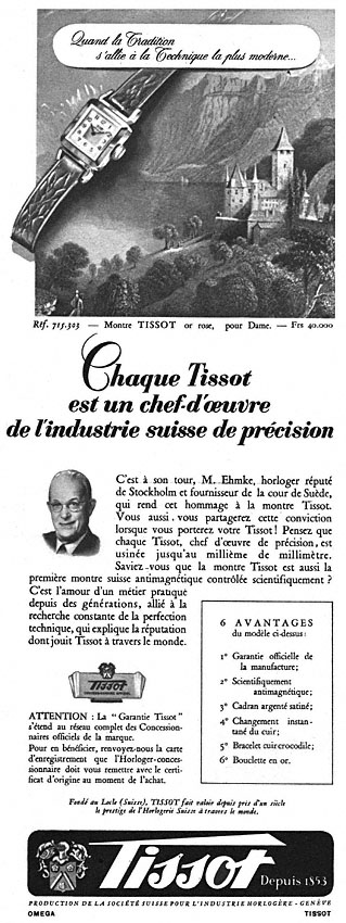 Publicité Tissot 1951