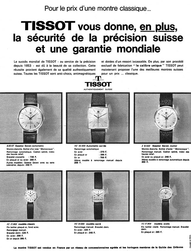 Publicité Tissot 1964