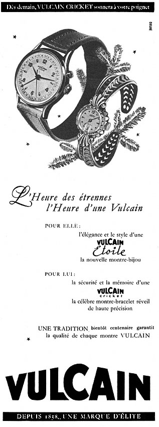 Publicité Vulcain 1952