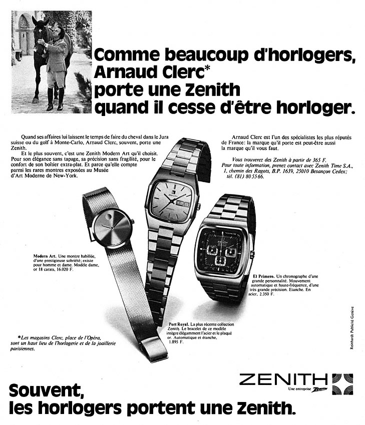 Publicité Zenith 1975