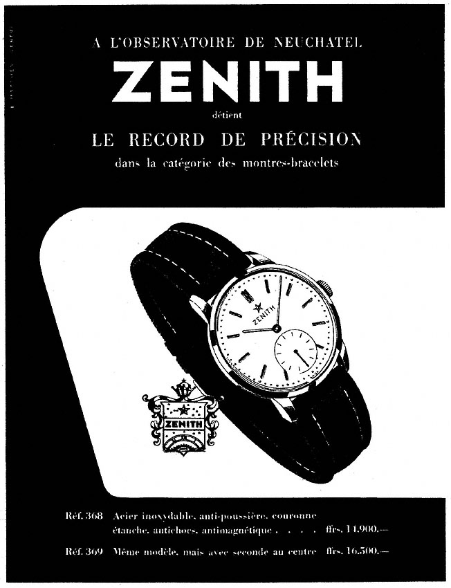 Publicité Zenith 1954