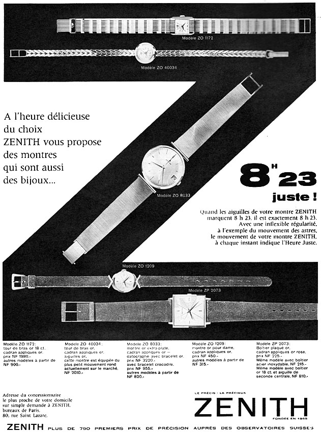 Publicité Zenith 1960