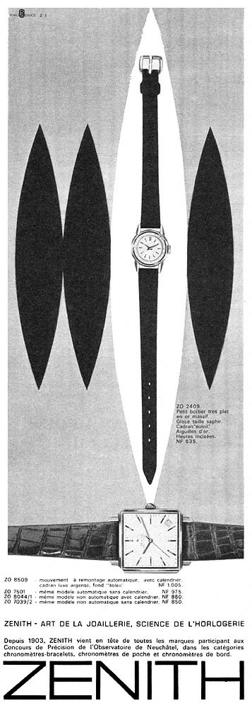 Publicité Zenith 1962
