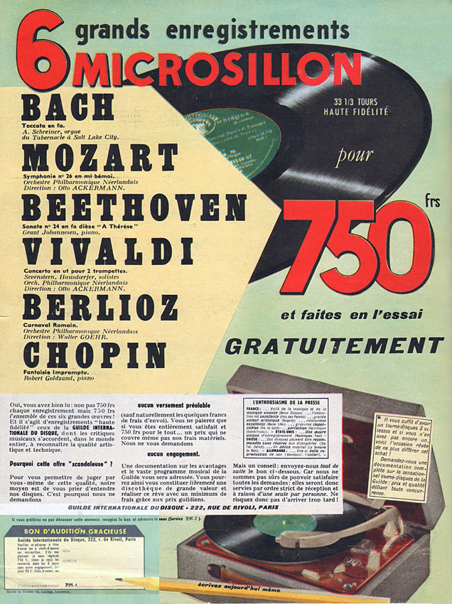 Publicité Guilde Int. du disque 1956