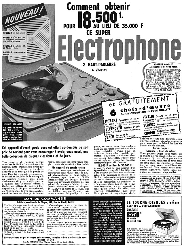 Publicité Guilde Int. du disque 1957