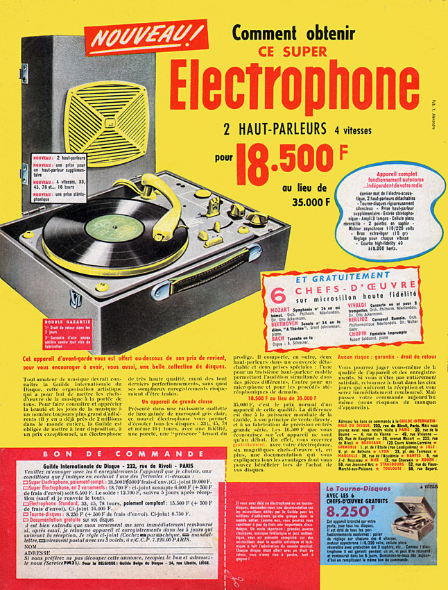 Publicité Guilde Int. du disque 1958