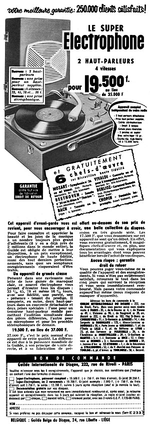 Publicité Guilde Int. du disque 1958