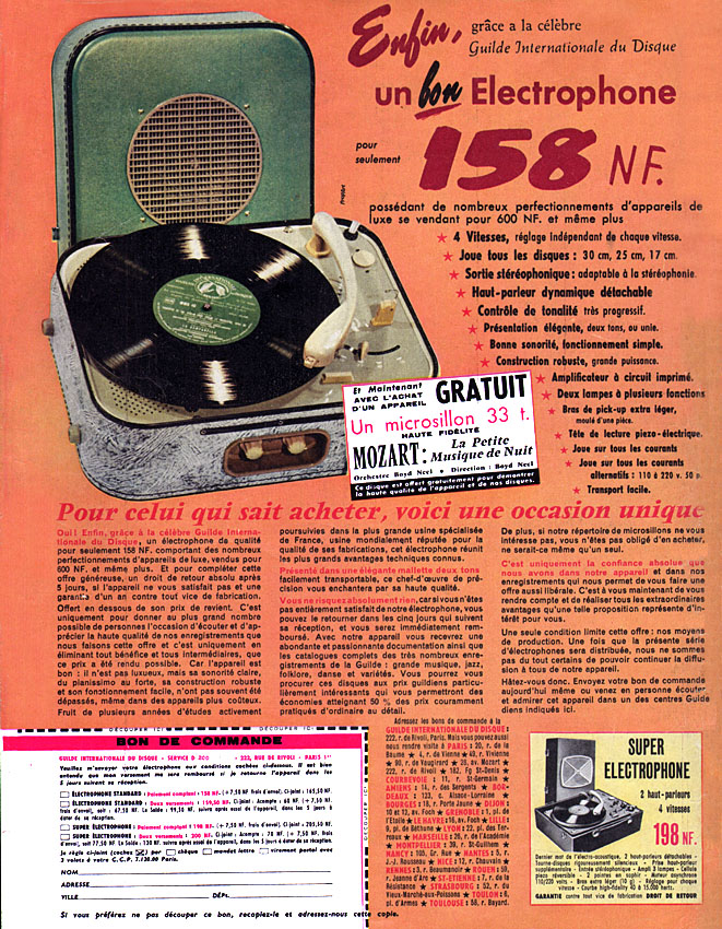 Publicité Guilde Int. du disque 1959