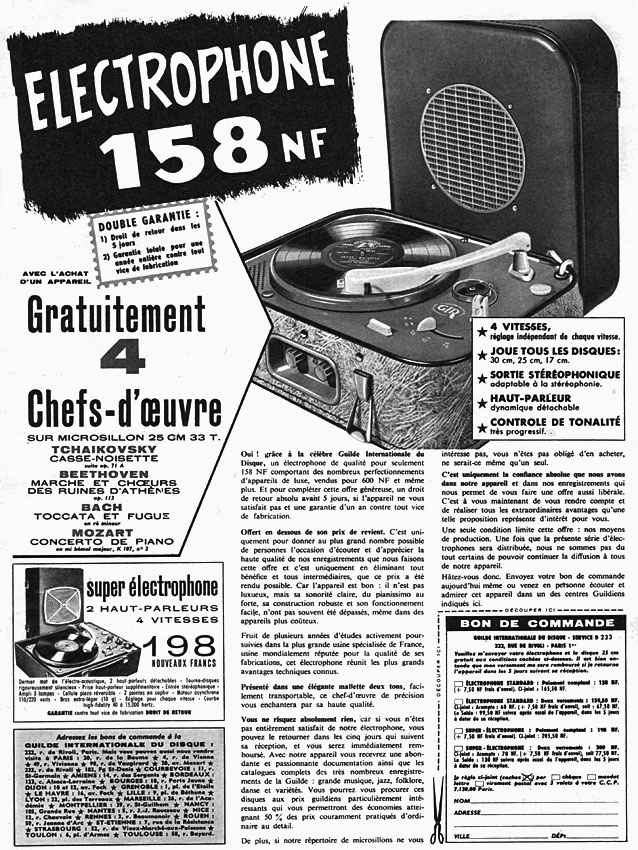 Publicité Guilde Int. du disque 1961