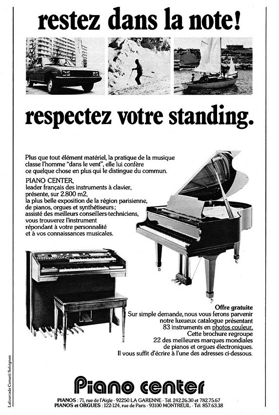 Publicité Piano Center 1977