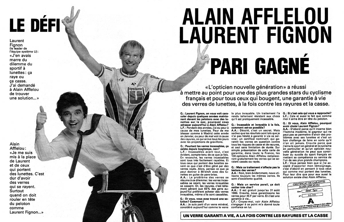 Publicité Alain Afflelou 1986