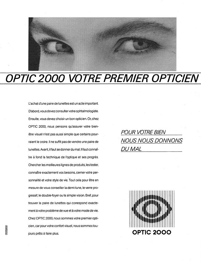 Publicité Optic 2000 1985