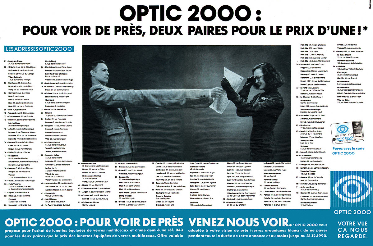 Publicité Optic 2000 1990