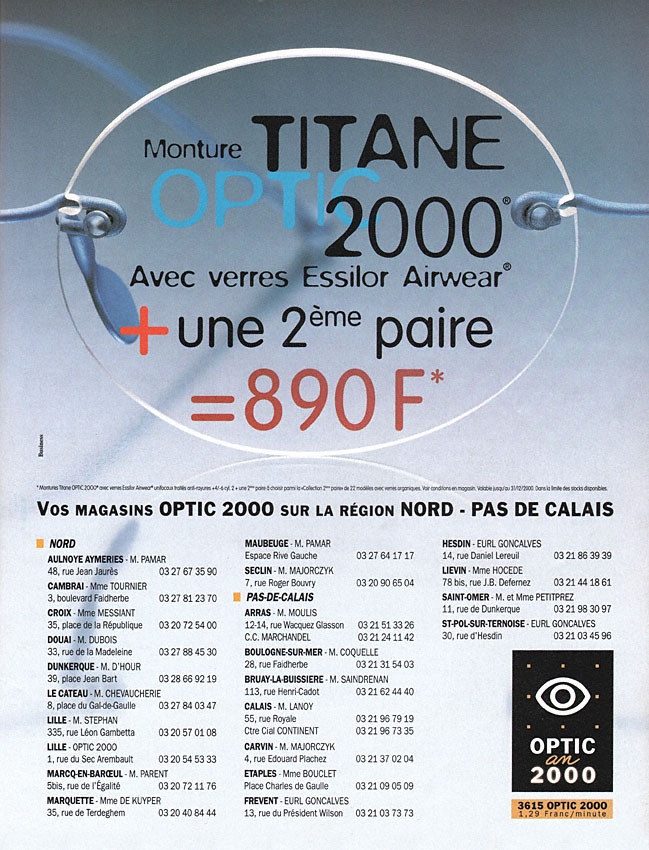 Publicité Optic 2000 1999