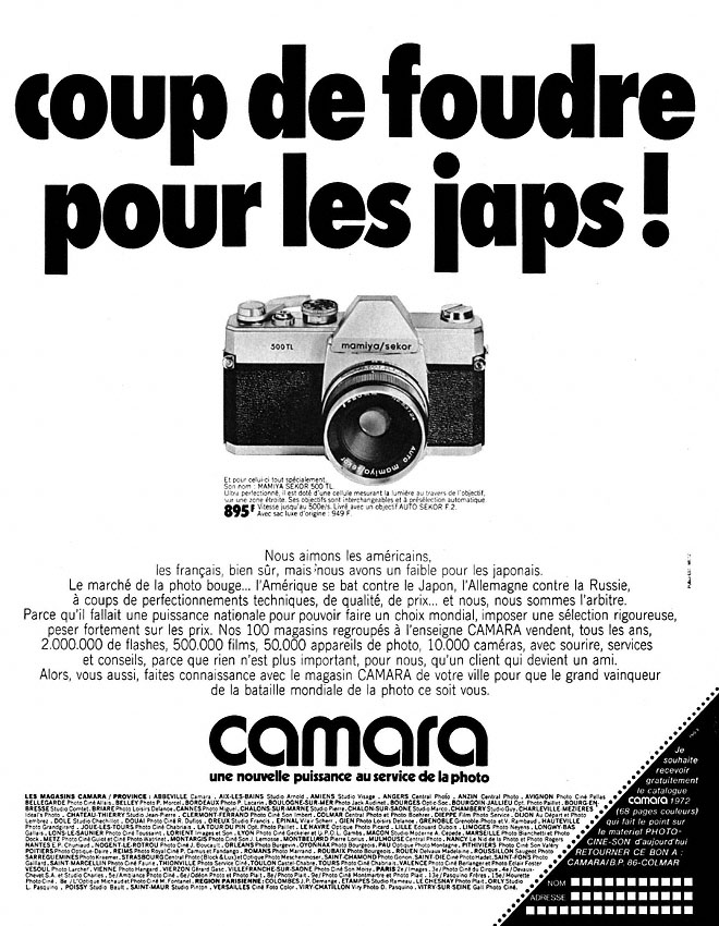 Publicité Camara 1972