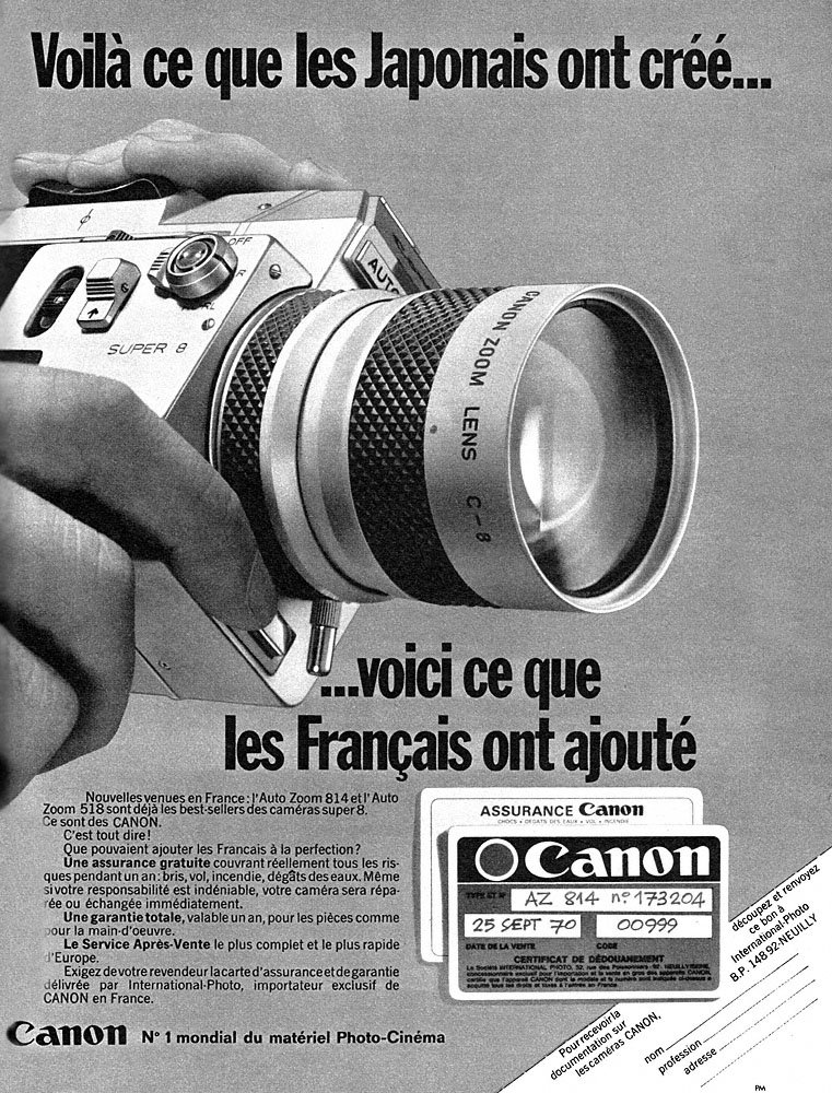Publicit� Canon 1970