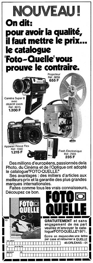 Publicité Foto Quelle 1971