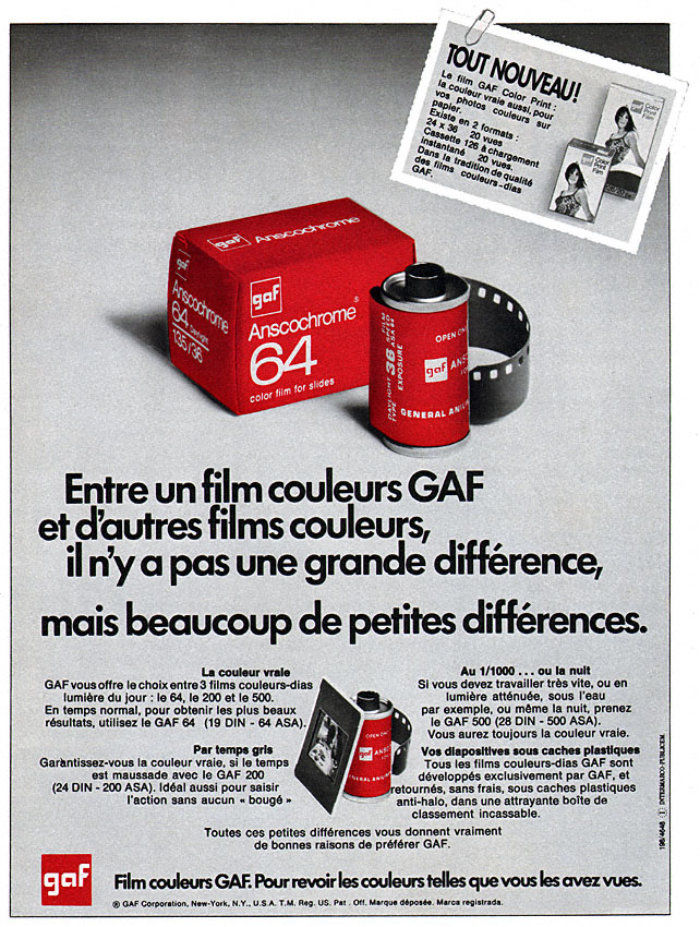 Publicité Gaf 1970