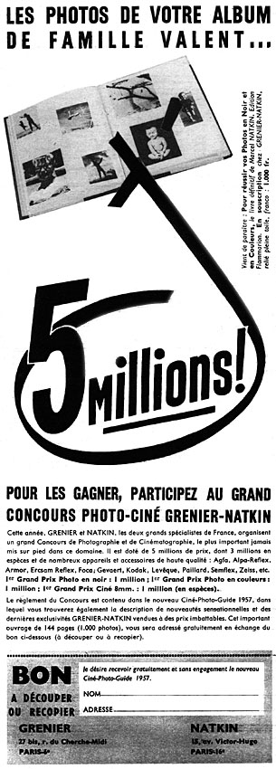 Publicité Grenier Natkin 1957