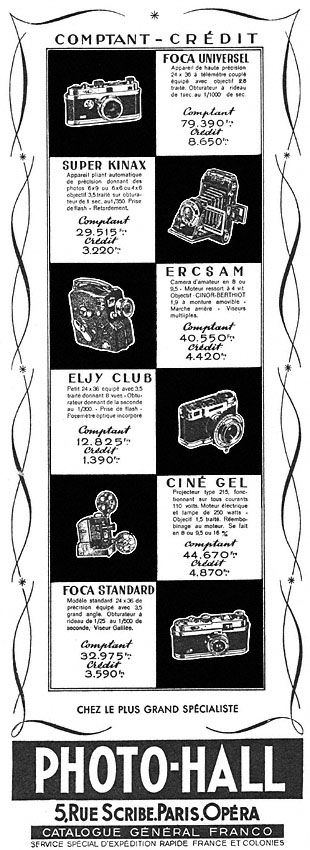 Publicité Photo-Hall 1951