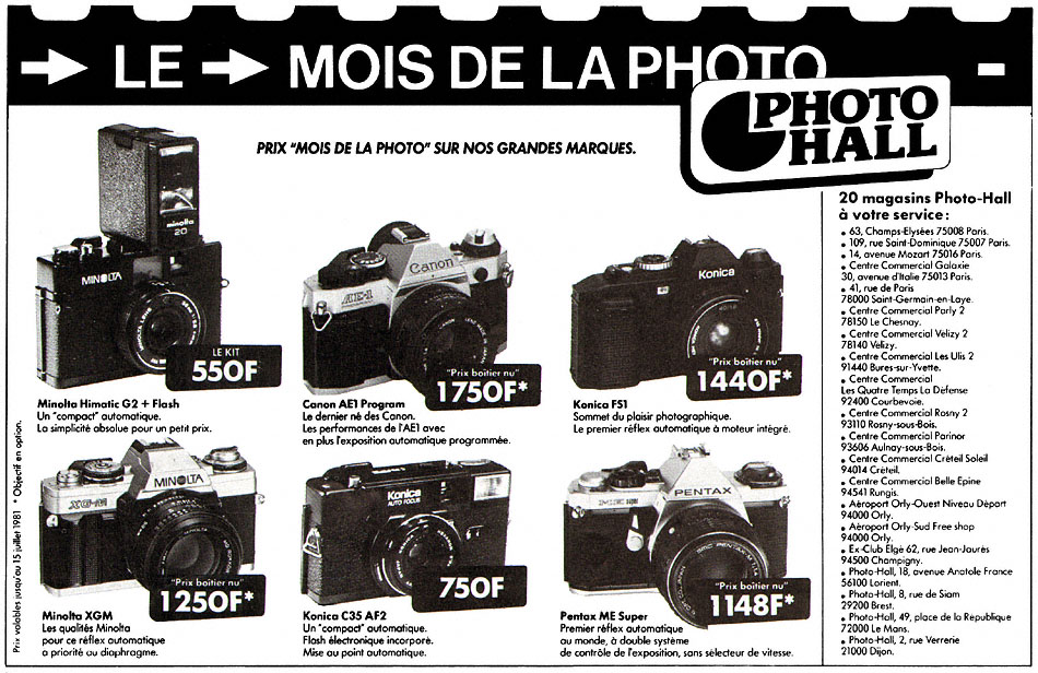 Publicité Photo-Hall 1981