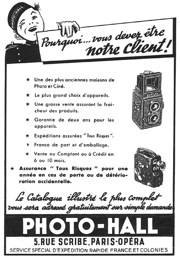 Publicité Photo-Hall 1954