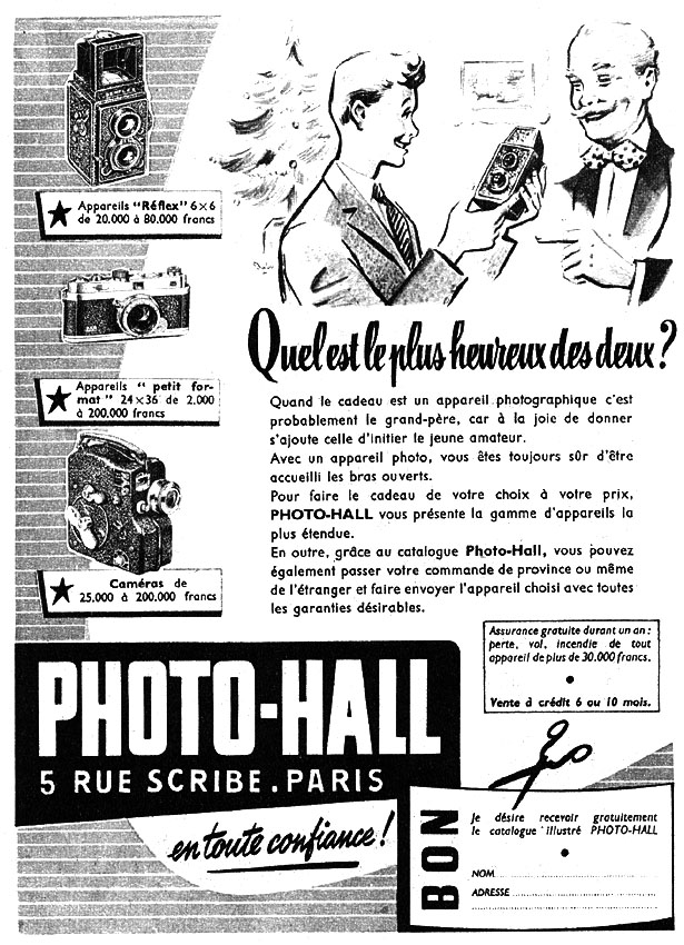 Publicité Photo-Hall 1954