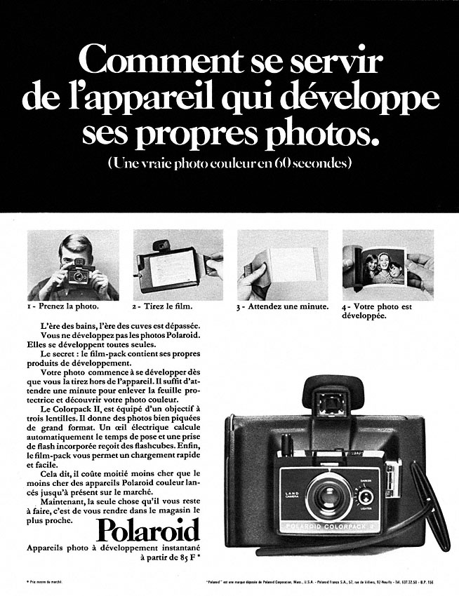 Publicité Polaroid 1970