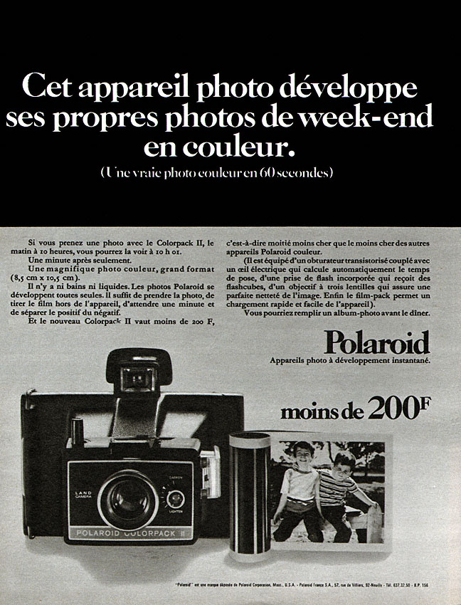 Publicité Polaroid 1970
